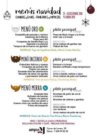 Menú de empresas Casa Miguel juan