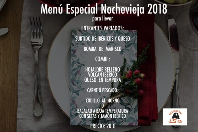 menu especial nochevieja para llevar restaurante isa