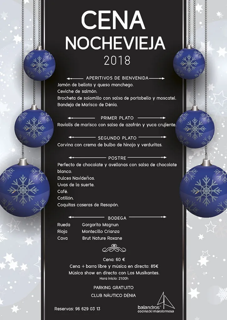 menu nochevieja restaurante balandros