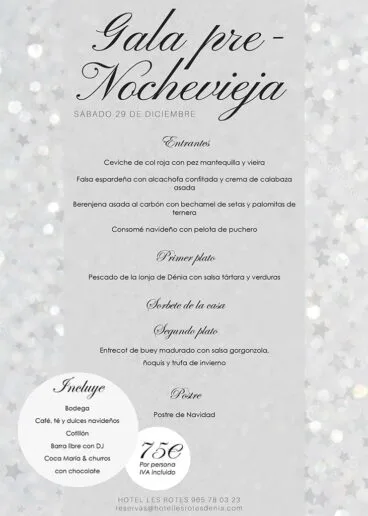 Menú Pre Nochevieja Hotel Les Rotes