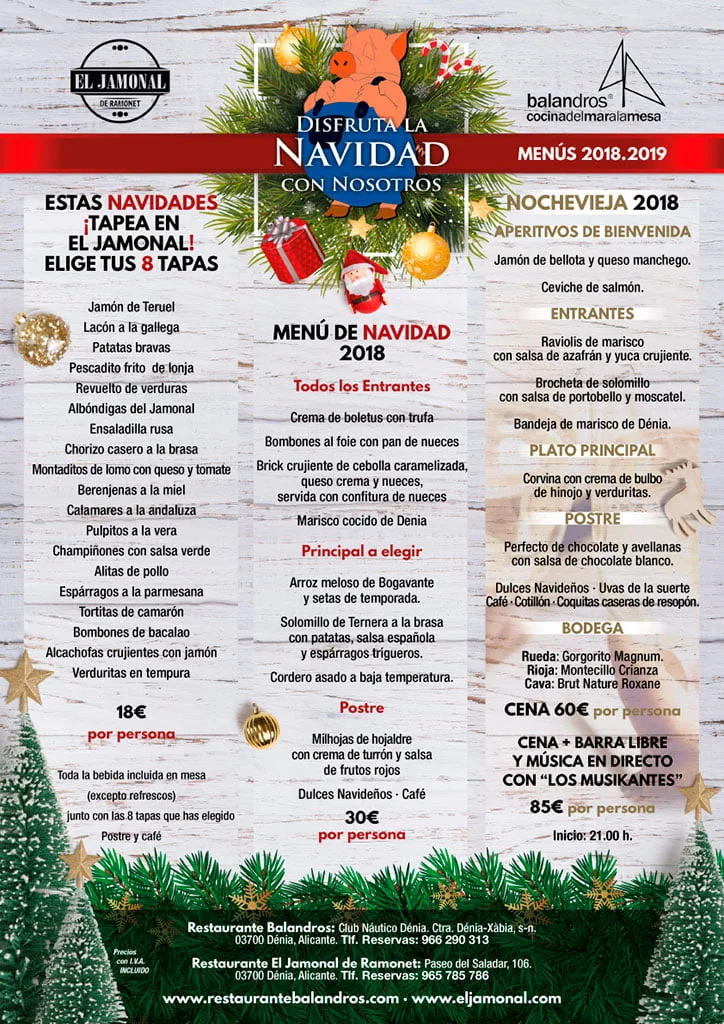 Menús Navidad El Jamonal de Ramonet