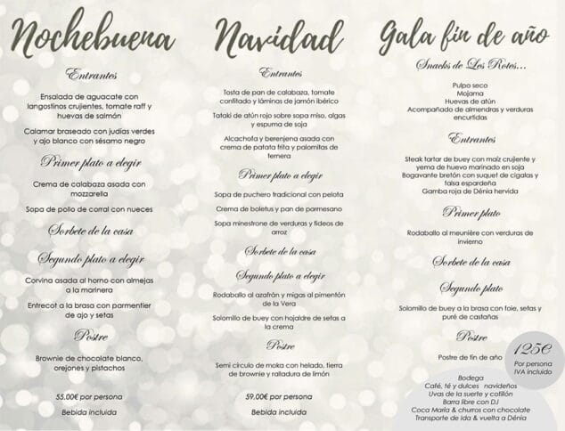 Menús de Nochebuena, Navidad, Nochevieja 2018 y Año Nuevo 2019 en Hotel Les Rotes 2 nochebuena navidad y fin de ano 2018 hotel les rotes