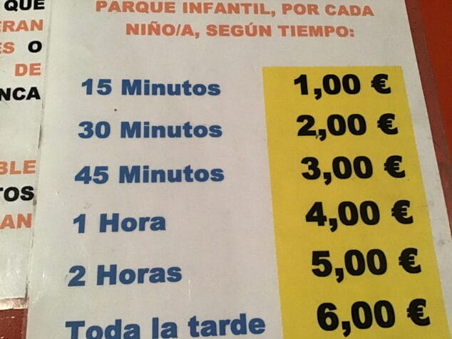 precios del parque infantil mon blau
