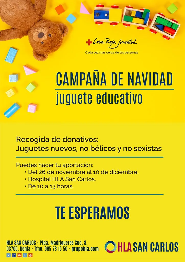HLA San Carlos colabora con Cruz Roja Dénia en la campaña de recogida de juguetes nuevos 1 recogida juguetes hla san carlos