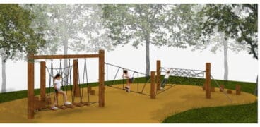 Recreación de la zona multiaventura del parque de El Pinaret de La Xara