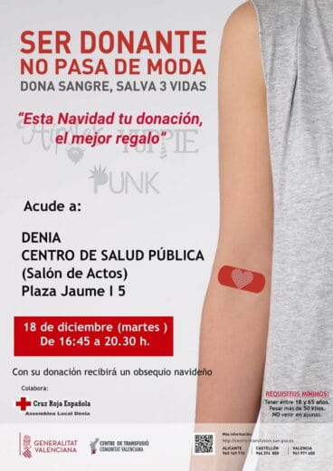 donacion de sangre 18 de diciembre en denia