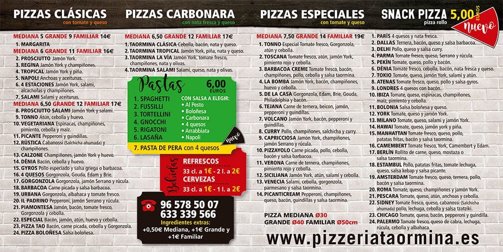 elige las mejores pizzas con taormina