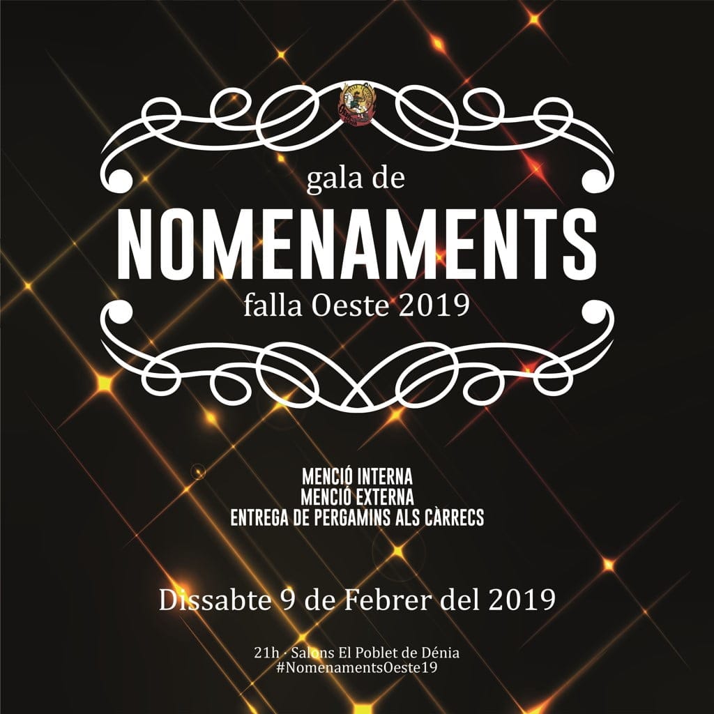 La falla Oeste abre el plazo de propuestas para las menciones especiales que se entregarán en la 'Gala de Nomenaments' 1 gala de nomenaments 2019