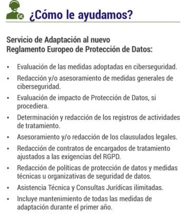 Servicio de adaptación Reglamento Europeo Protección de Datos