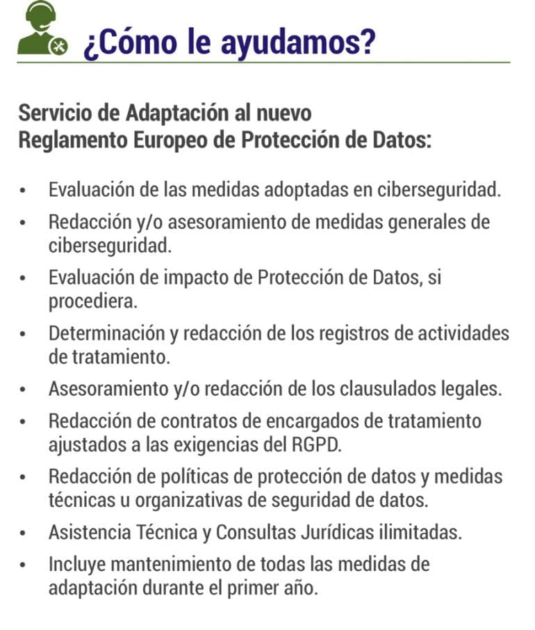 Servicio de adaptación Reglamento Europeo Protección de Datos