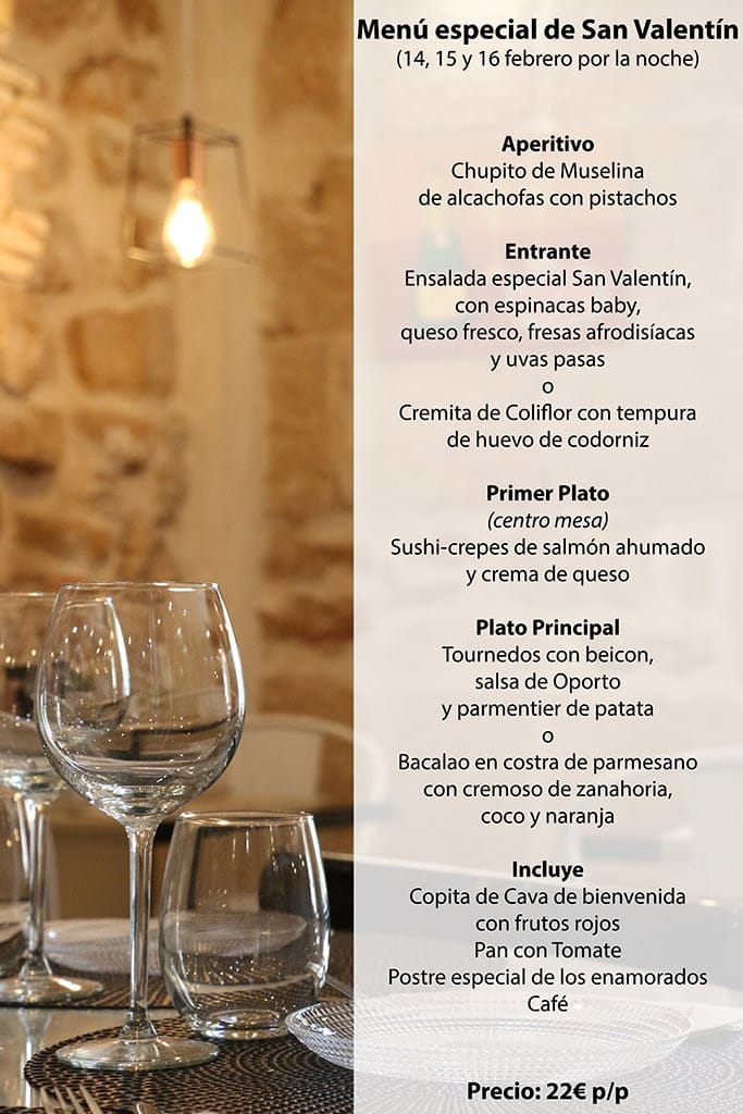 menu especial san valentin cova talla