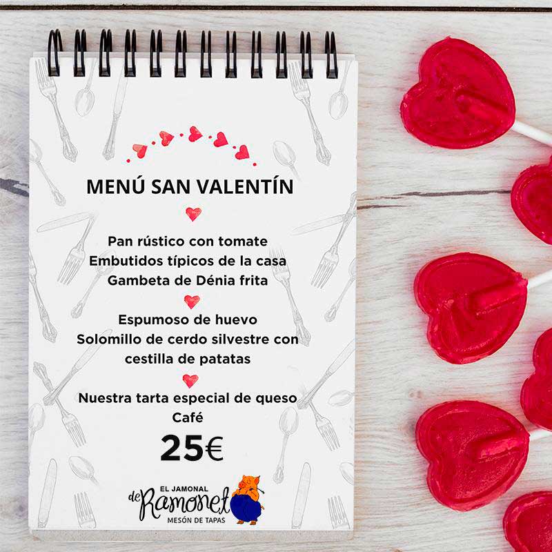 Menú de San Valentín El Jamonal de Ramonet