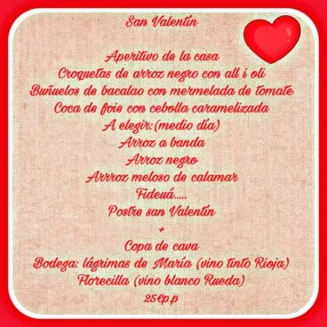 Menú San Valentín Tapes del Port