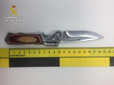 Navaja incautada a las detenidas en Moraira