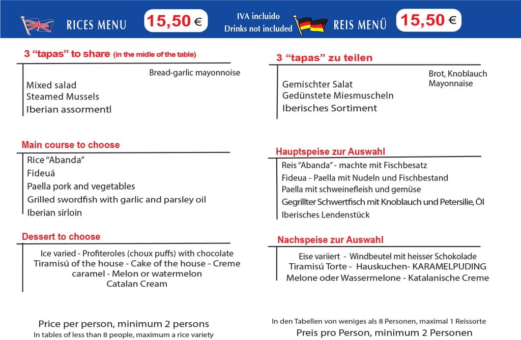 menu de arroces denia restaurante lanfora