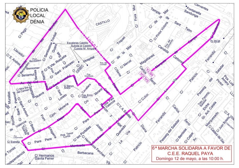 nuevo recorrido de la marcha solidaria a favor del cee raquel paya