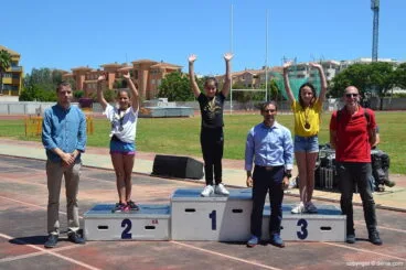 Uno de los podios de gimnasia rítmica