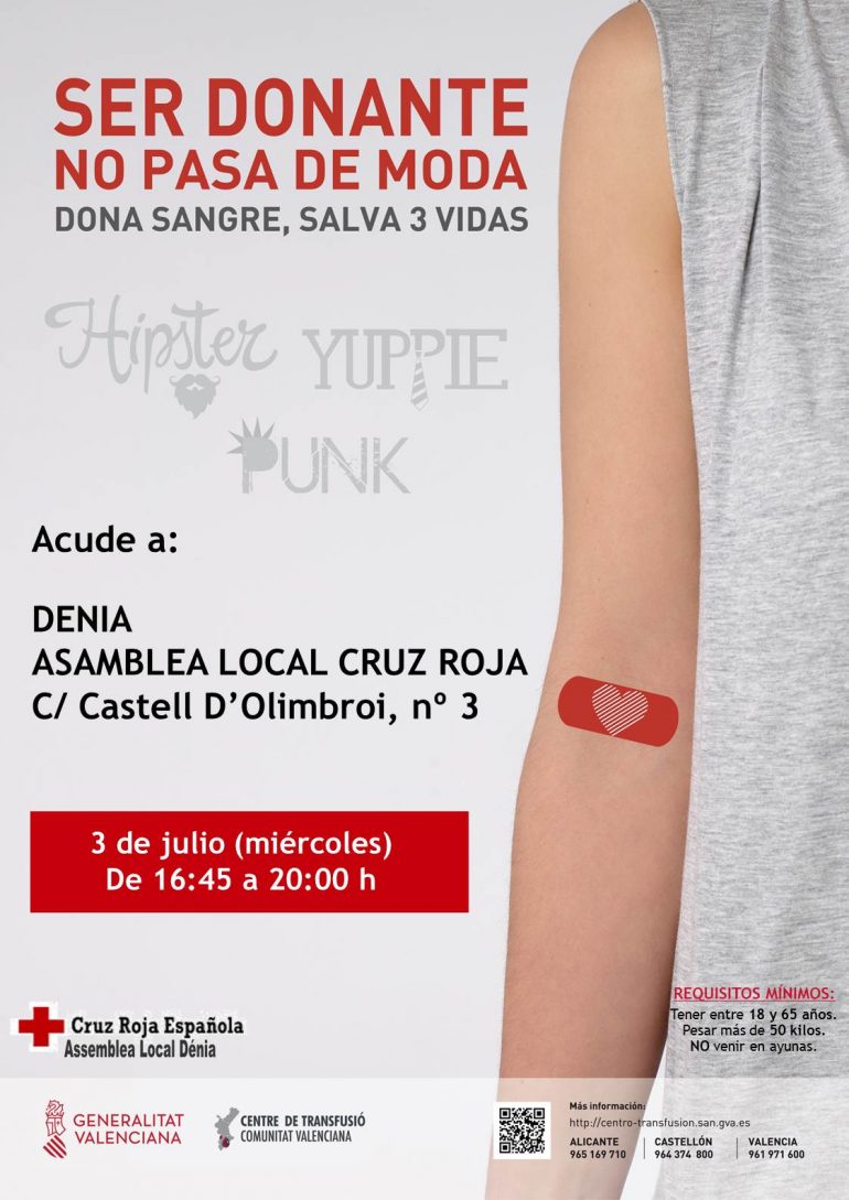Donación de sangre 3 de julio en Dénia