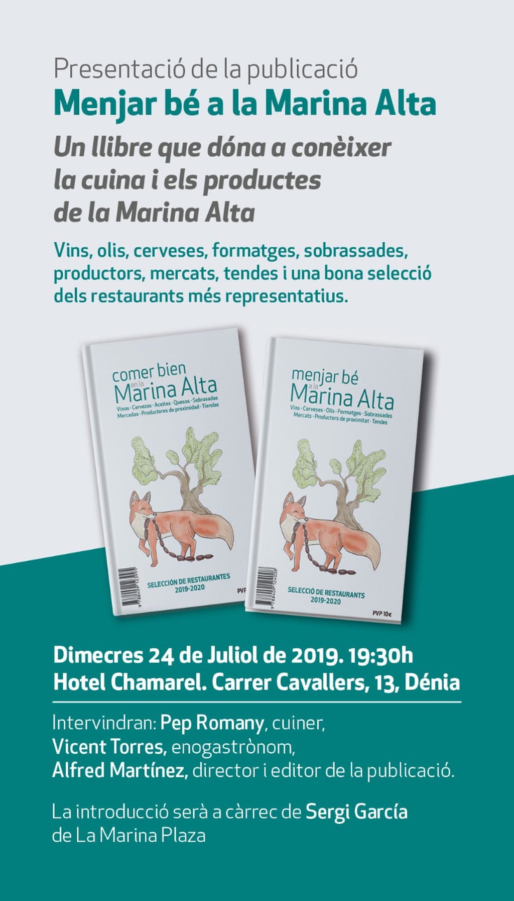 cartel de la presentacion del libro menjar be a la marina alta
