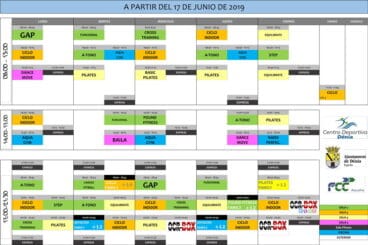 Horario verano 2019 – Centro Deportivo Dénia