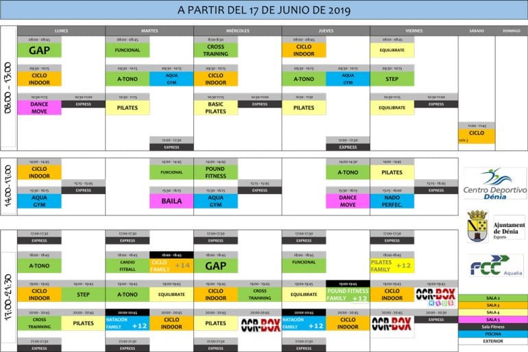 Horario verano 2019 - Centro Deportivo Dénia