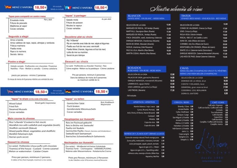 Menú cocina mediterránea - Restaurante Lanfora Dénia