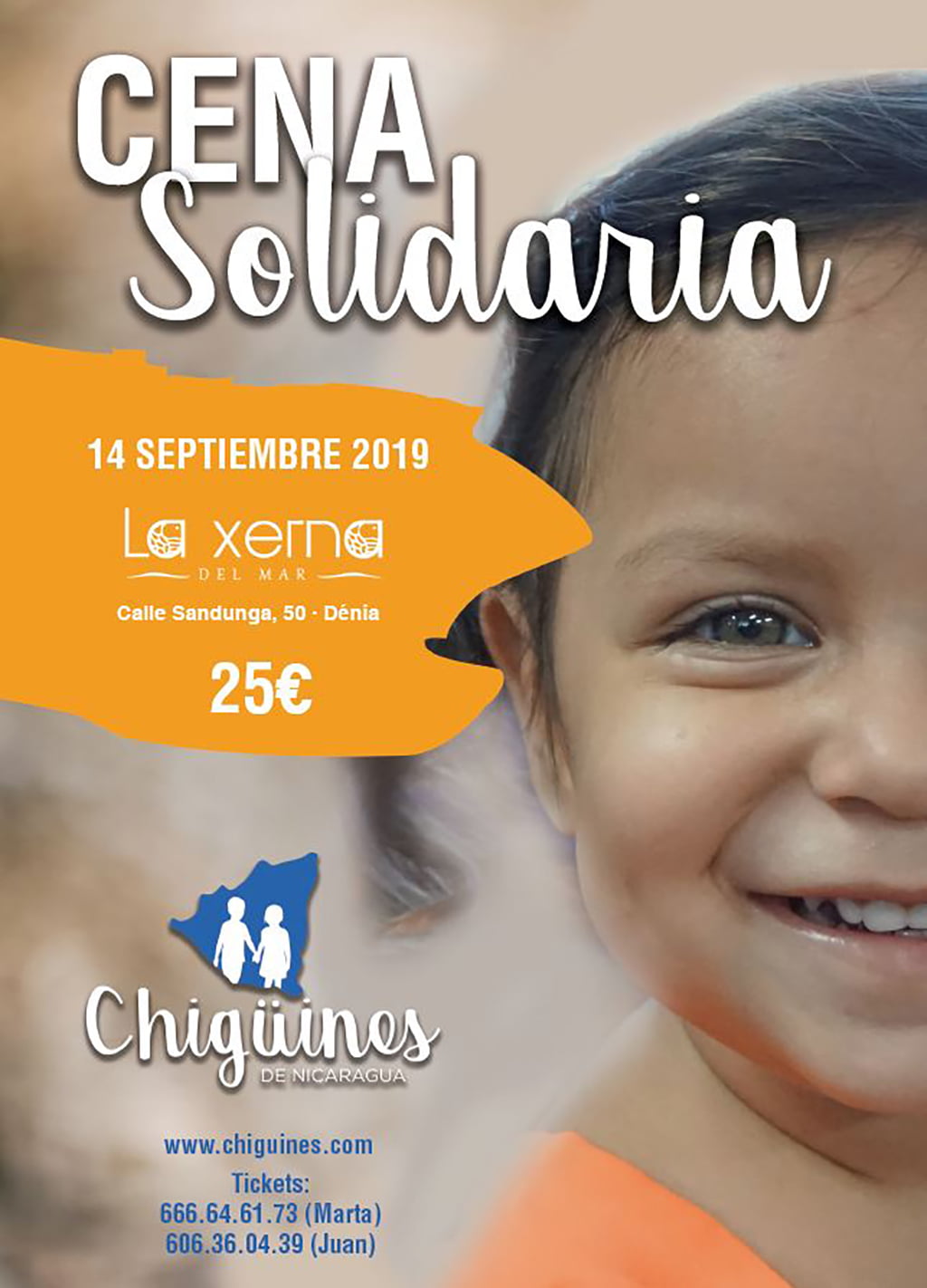 Cartel cena solidaria de Chigüines de Nicaragua