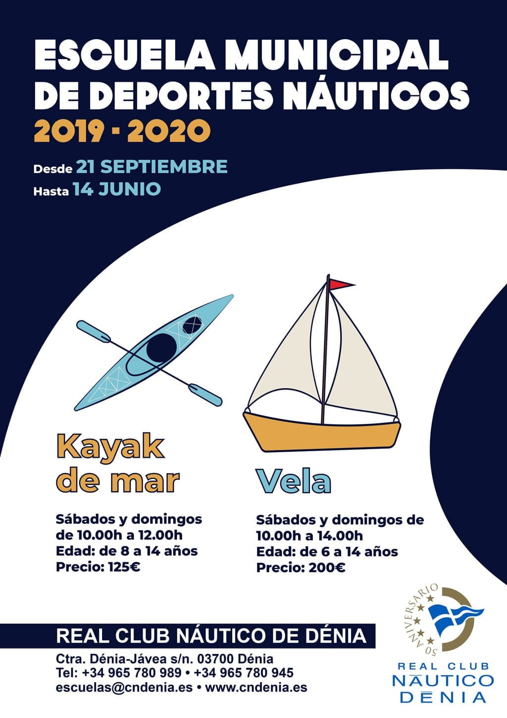cartel escuela municipal de deportes nauticos 2019
