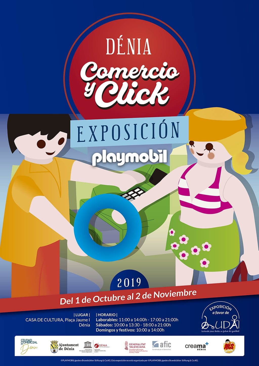 Los clicks de Playmobil visitan Dénia 1 Imagen: Cartel 'Comercio y Click'