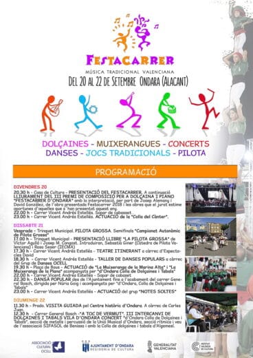 Cartel anunciador de la programación del Festacarrer 2019