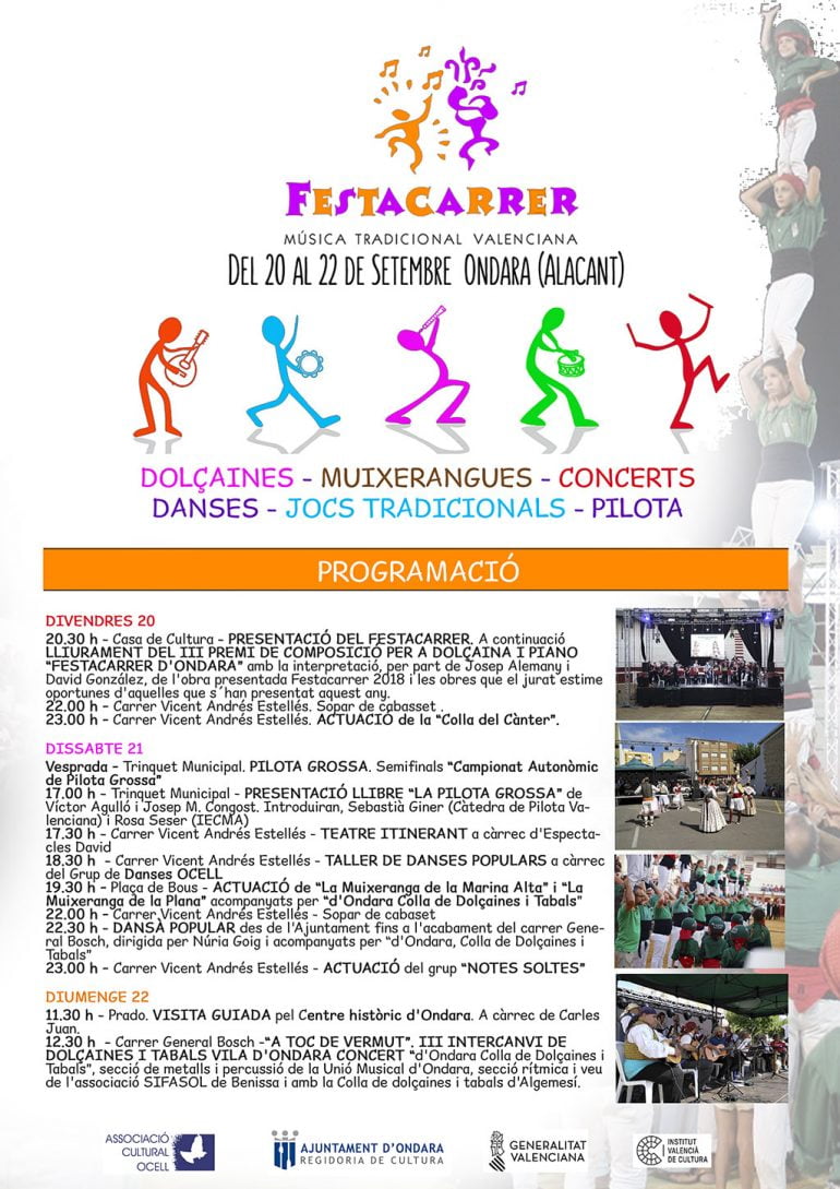 Poster announcing the programming of the Festacarrer 2019