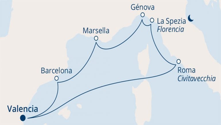 Ruta del crucero de ocho días de Falken Tours