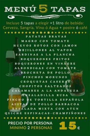 Menú de 5 tapas – Restaurante Amazing