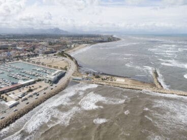 Vista aérea del temporal en Dénia