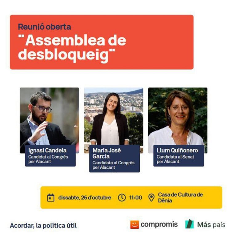 Cartel de la reunión abierta de Compromís