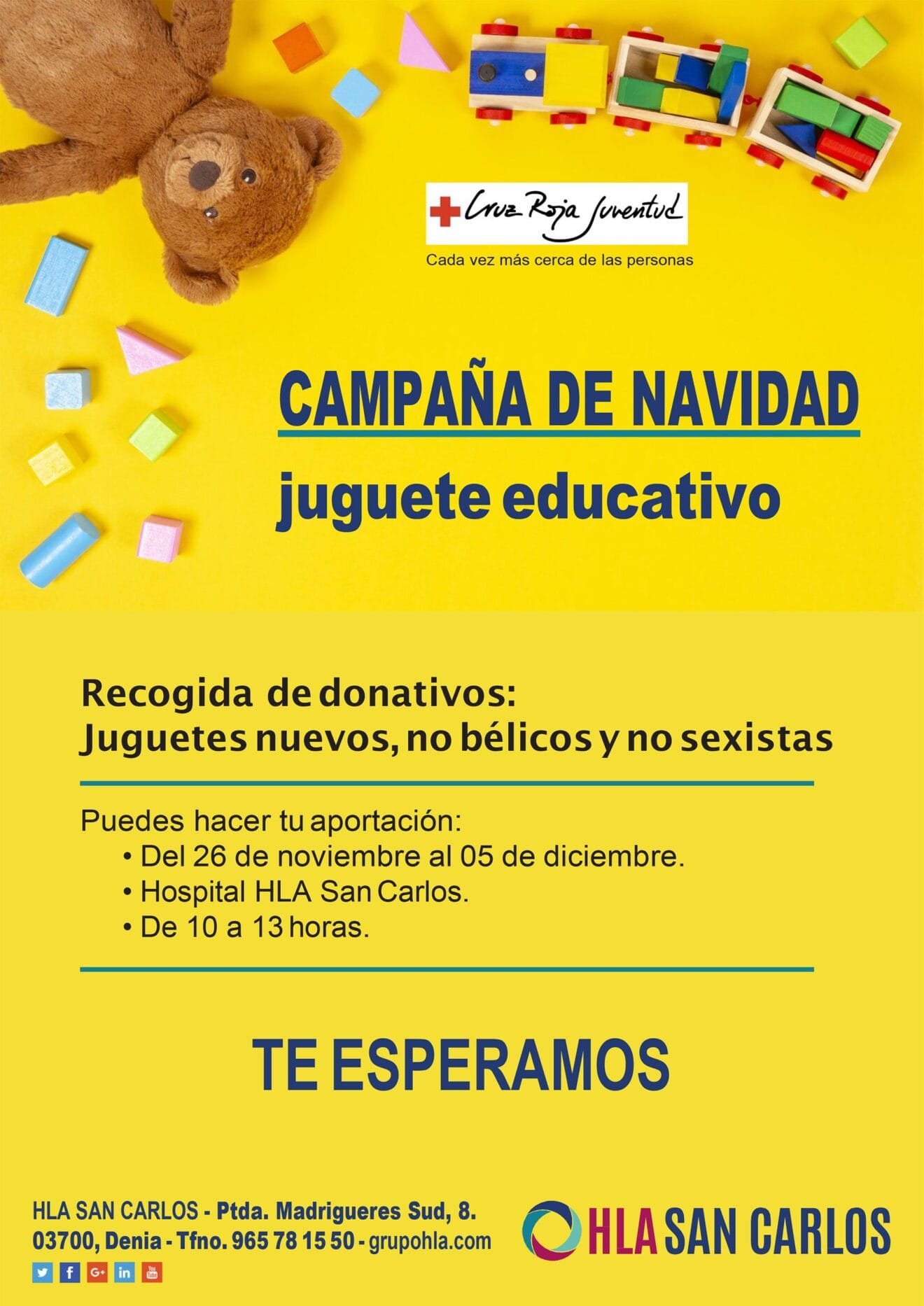 Campaña de recogida de juguetes de HLA San Carlos y Cruz Roja Dénia