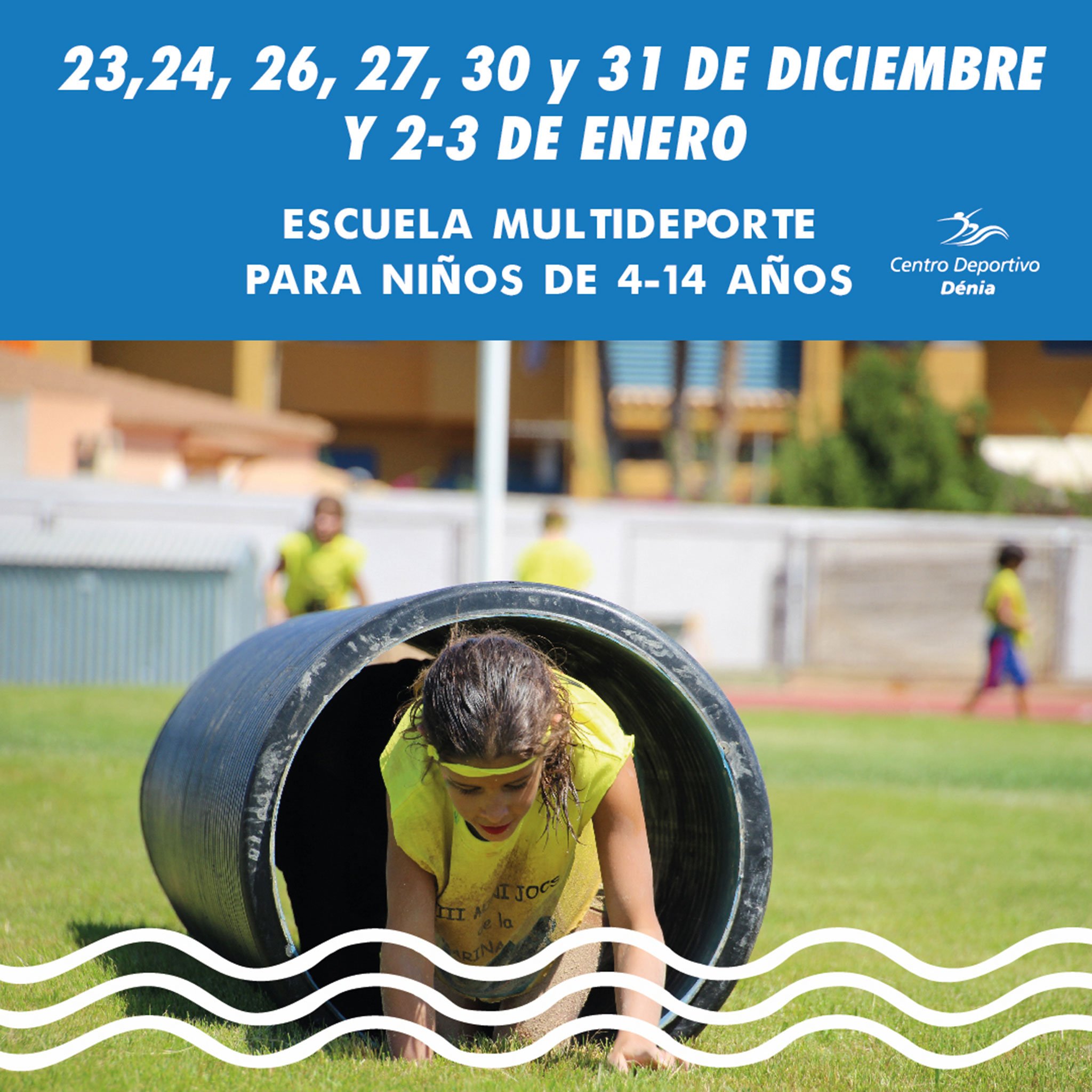 Cartel informativo de la Escuela Multideporte de Centro Deportivo Dénia para esta Navidad