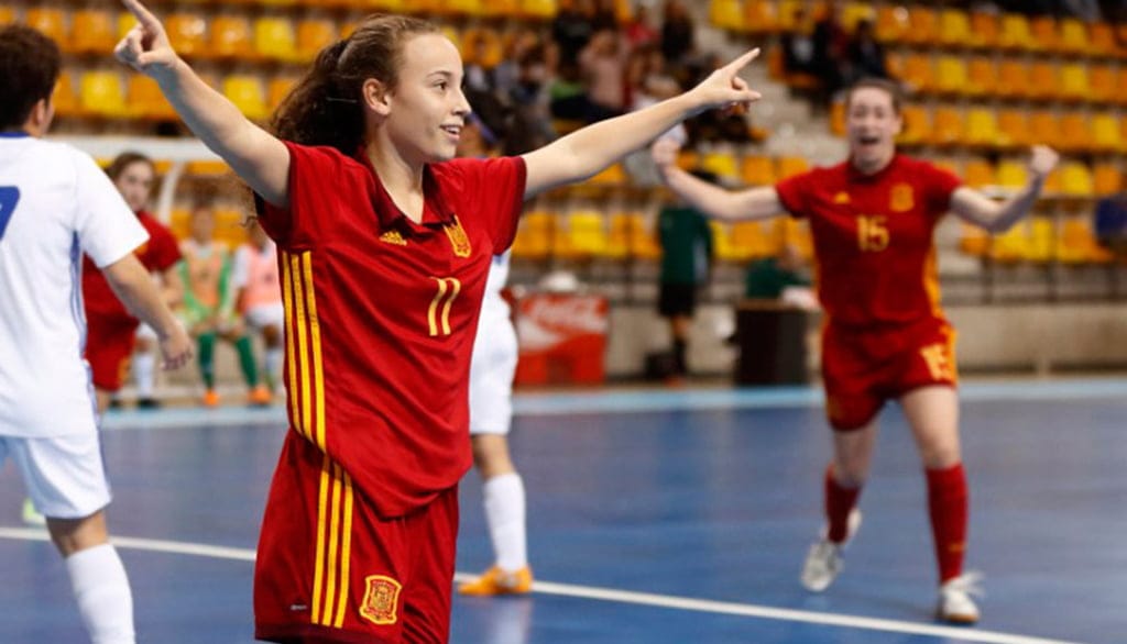Imagen: Celebrando un gol la Selección Española Sub 19 de fútbol sala