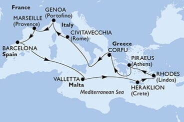 Mapa MSC Poesia – Falken Tours