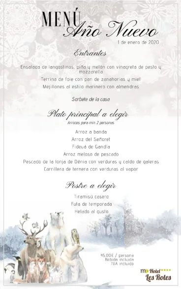 Menú de Año Nuevo – Hotel Les Rotes