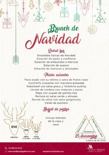 Menú del Brunch de Navidad del Hotel Dénia Marriott La Sella Golf Resort & Spa