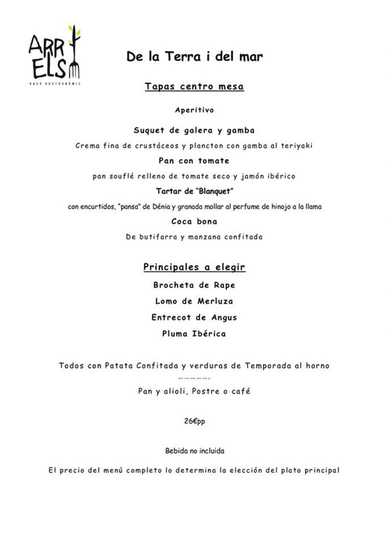 Company menu in Arrels Dénia for € 30 per person