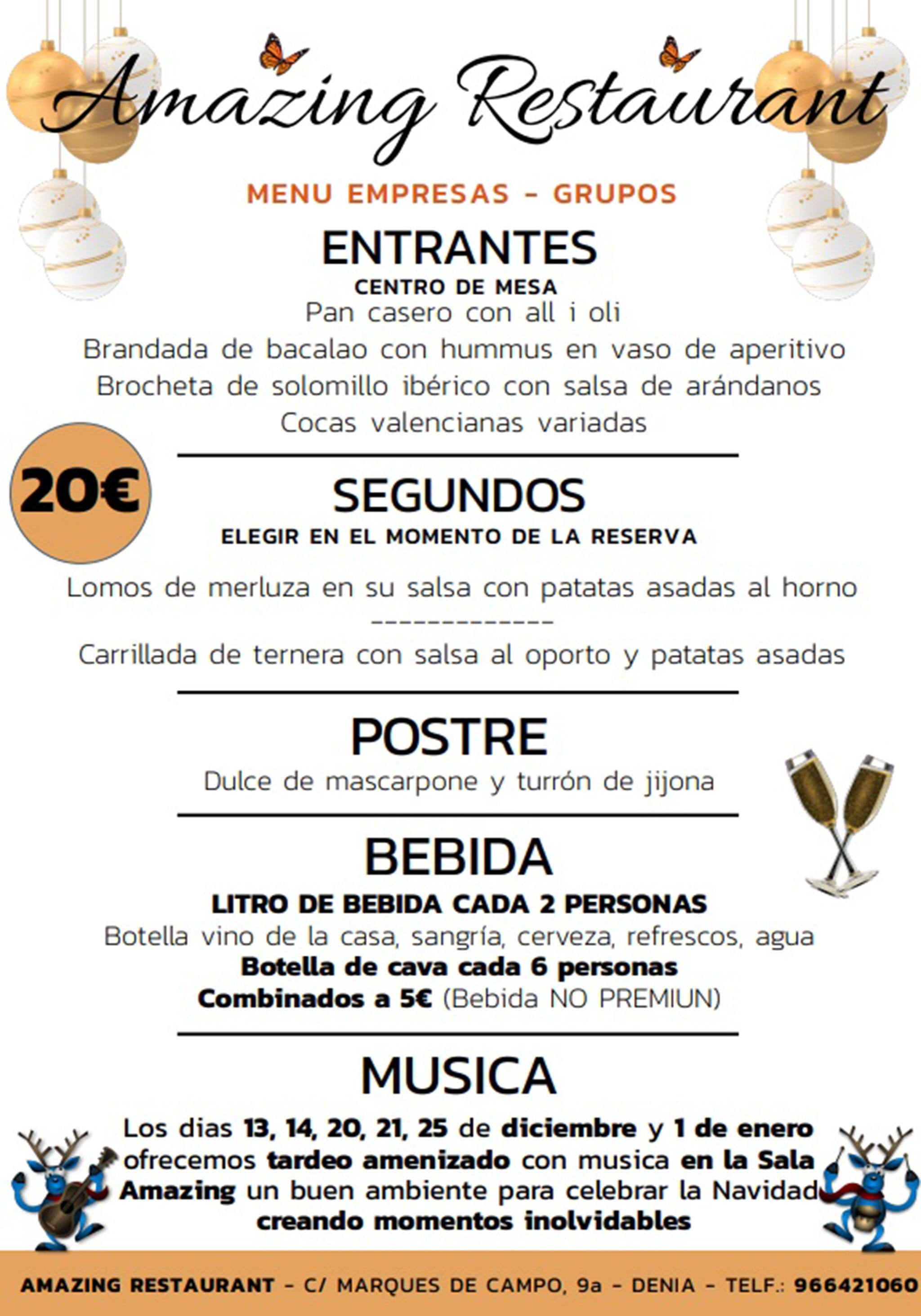Imagen: Menú de empresas y grupos en Restaurante Amazing