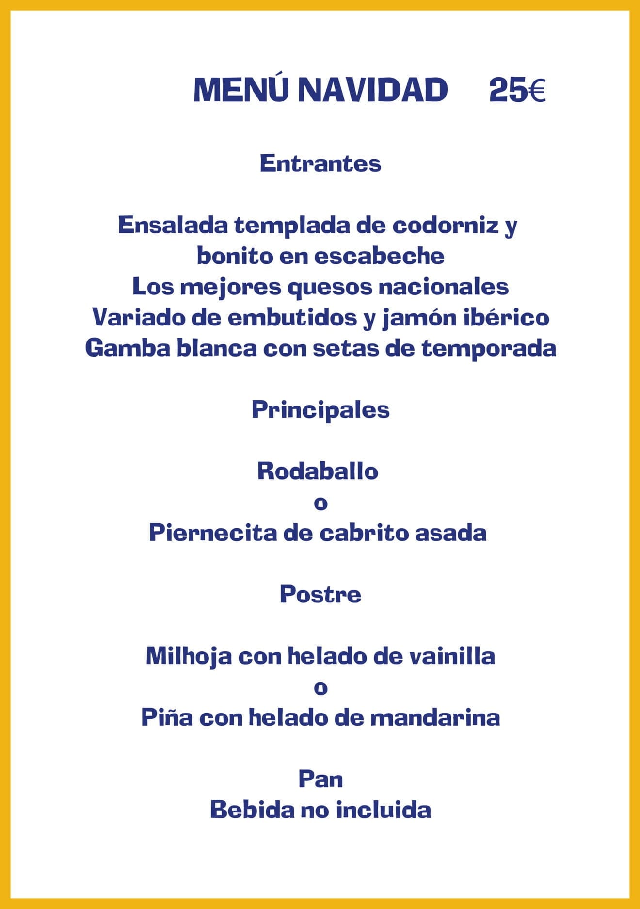 Menú empresas Navidad - El Mosset
