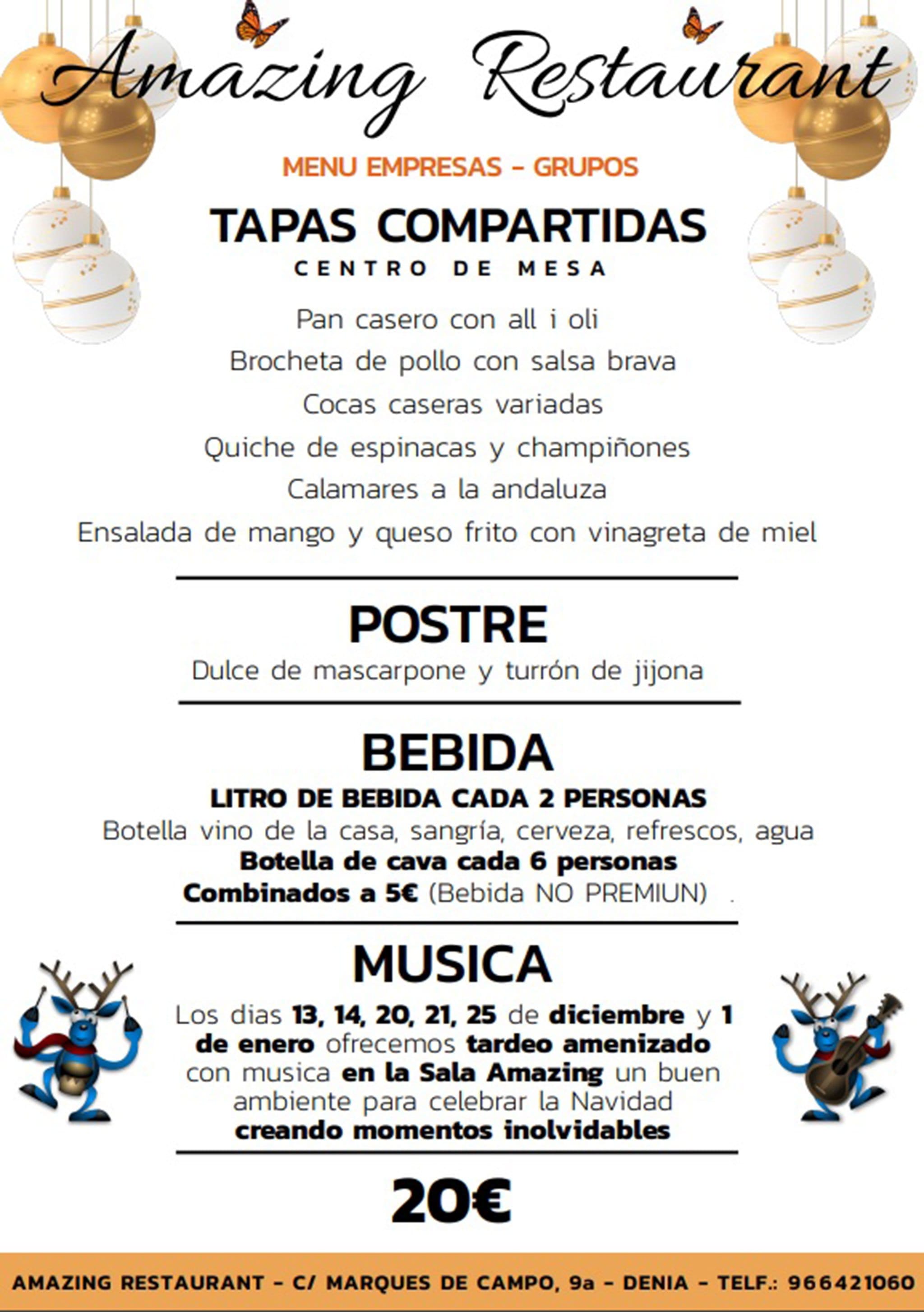 Imagen: Menú para empresas en Restaurante Amazing