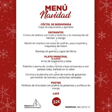 Menú de Navidad en Restaurante Balandros