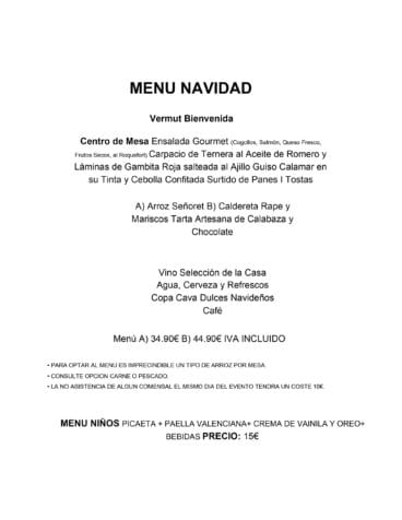 Menú de Navidad – Restaurante Voramar