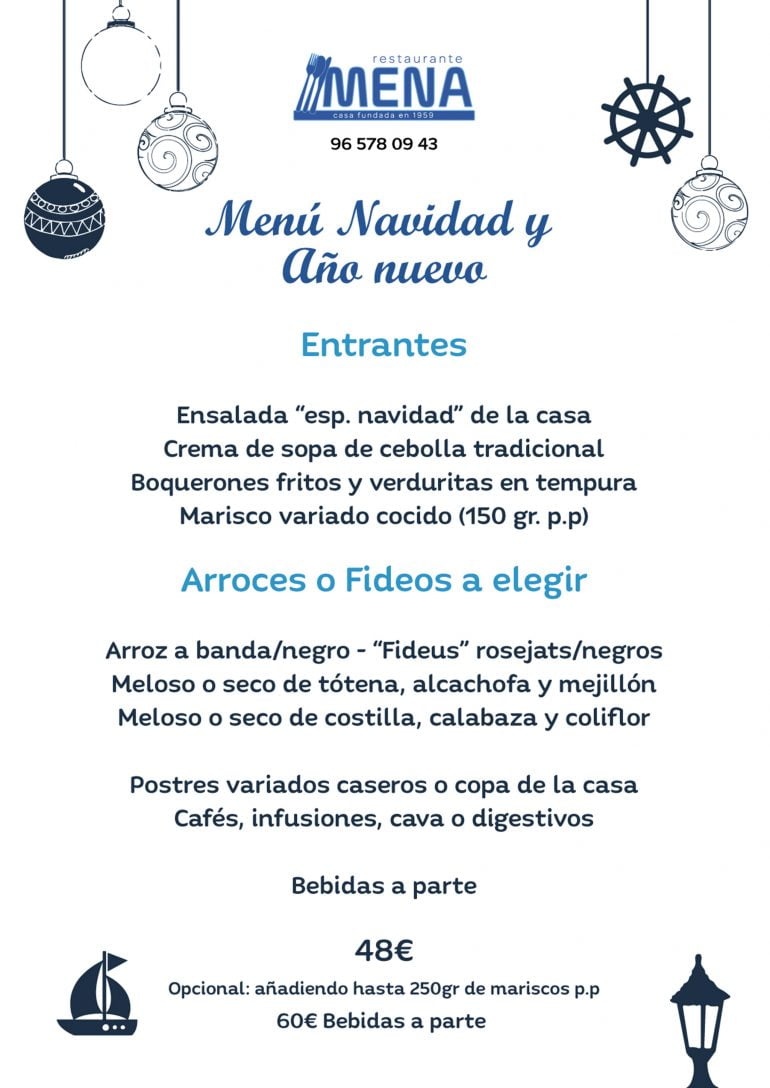 Christmas and New Year's menu in Dénia - Mena Restaurant