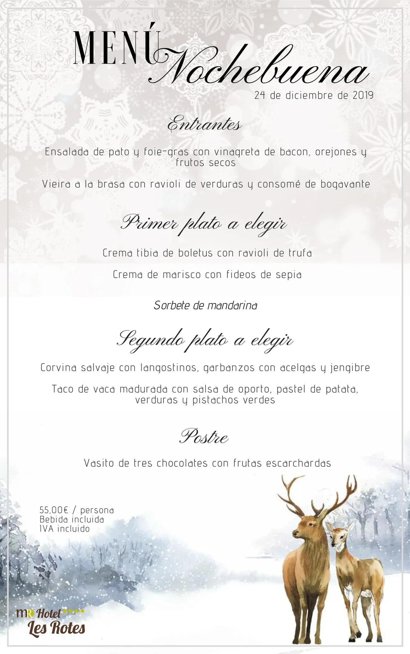 Menú de Nochebuena - Hotel Les Rotes