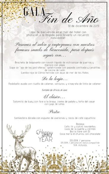 Menú de Gran Gala de Fin de Año – Hotel Les Rotes